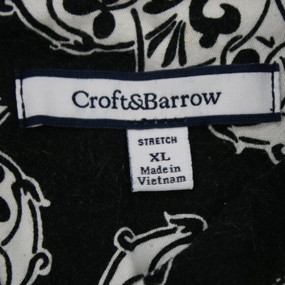 CROFT & BARROW Jacket Floral Mandala Oversized Outerwear Black White XL - Picture 6 of 13